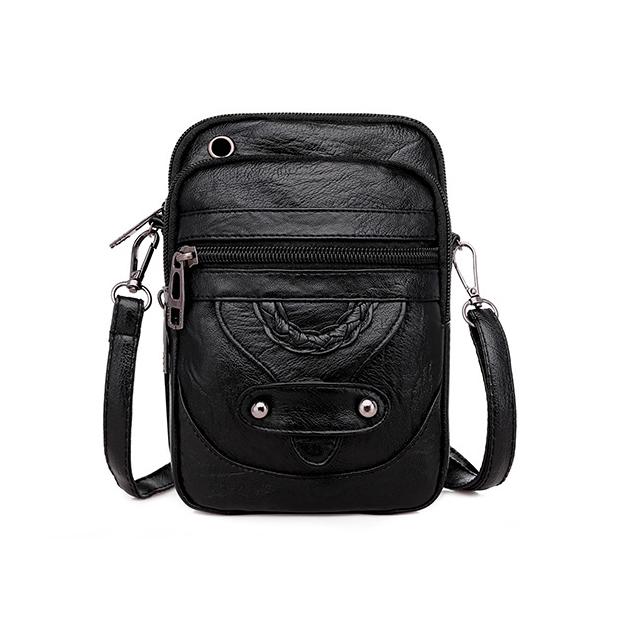 Vintage Umhängetasche, Handytasche, PU-Leder, Umhängetasche für Damen, Mini-Handtaschen 13*6*19cm schwarz von Joom DACH
