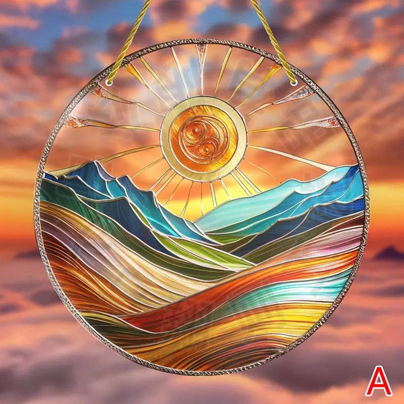 Vintage Fenster Retro Zuhause Rundes Acrylschild Wandbehang Kunst Wandbild Acrylplatte Platte Sonnenfänger Raum Gartendekor von Joom DACH