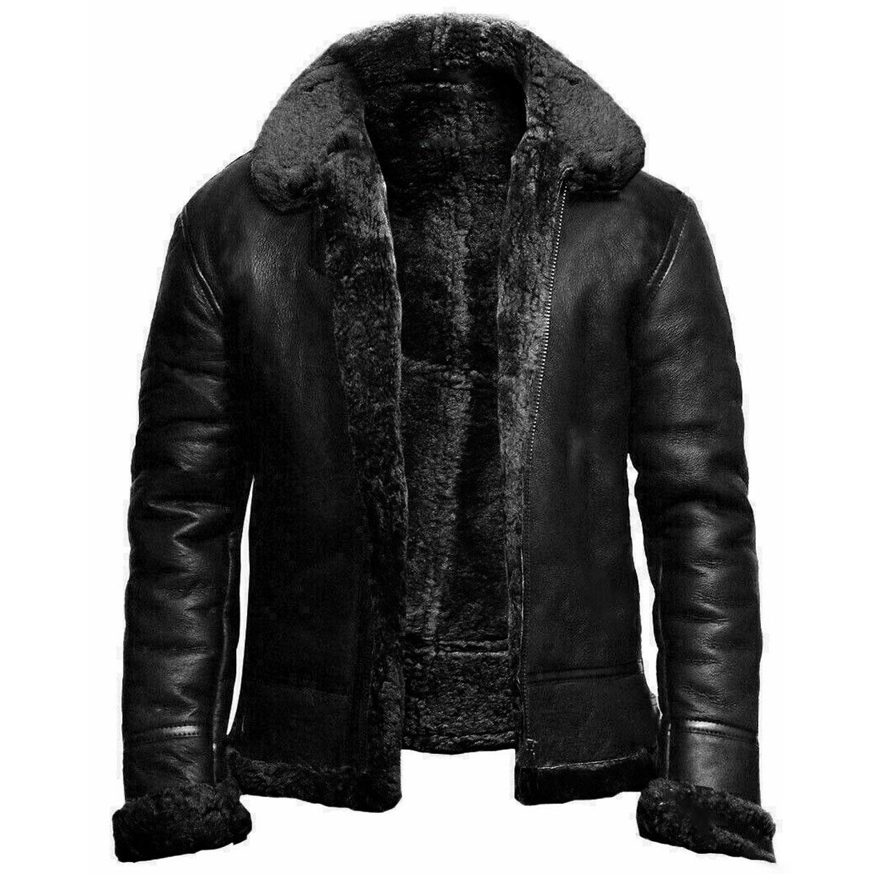 Vintage Winter Faux Fur Jacke Nordamerika Stil Jacke Herren Faux Fur Mantel Pelzkragen Schwergewicht L schwarz von Joom DACH