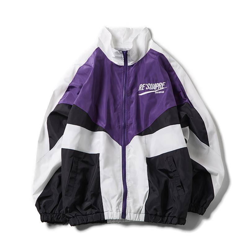Vintage Y2k Bomber Jacke Frauen Windschutz Übergroßen Koreanische Mode Varsity Track Jacken Hip Hop Lose Outdoor Casual XXL violett von Joom DACH