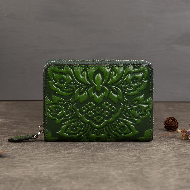 Vintage einziehbare Kartentasche, eine Geldbörse, Textur, Orgel, Zertifikatstasche, Mini-Geldbörse mit mehreren Karten grün von Joom DACH