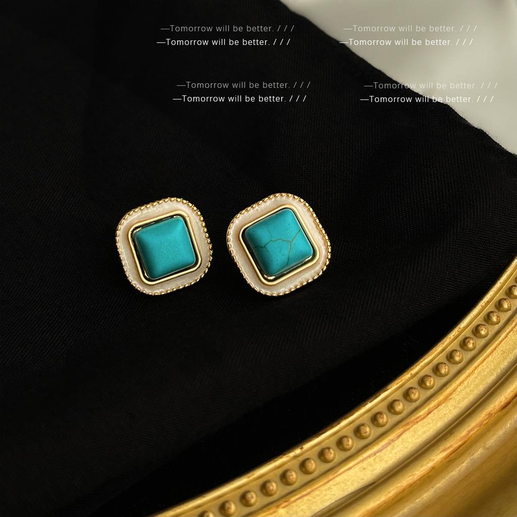 Vintage türkise Ohrringe für Frauen, modisch, leichter Luxus, antiker Stil, Schwerindustrie, High-End-Ohrringe von Joom DACH
