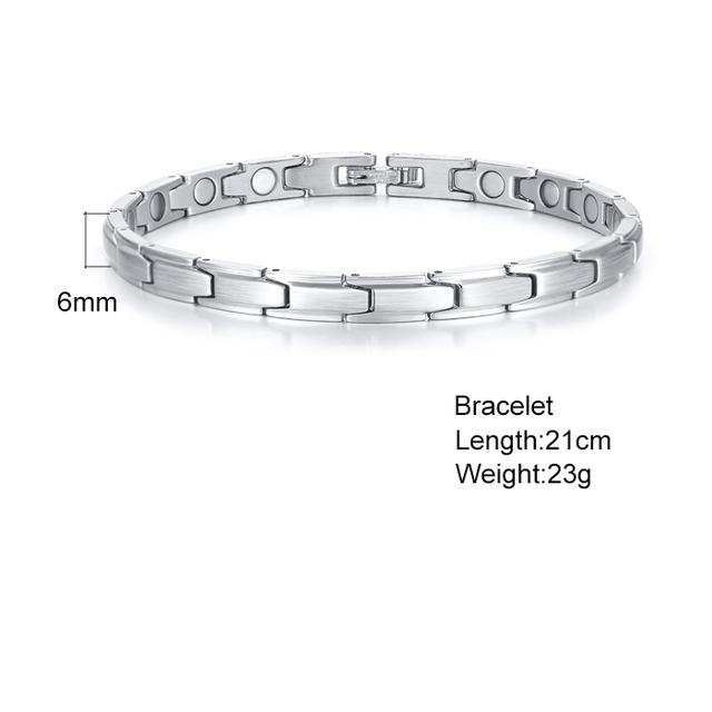 Vinterly Silberfarbenes Fußkettchen mit Kettenglied, stilvolles Fußkettchen aus Edelstahl für Frauen, Gesundheitsenergie, magnetisches Fußkettchen für Frauen, Schmuck 26cm von Joom DACH