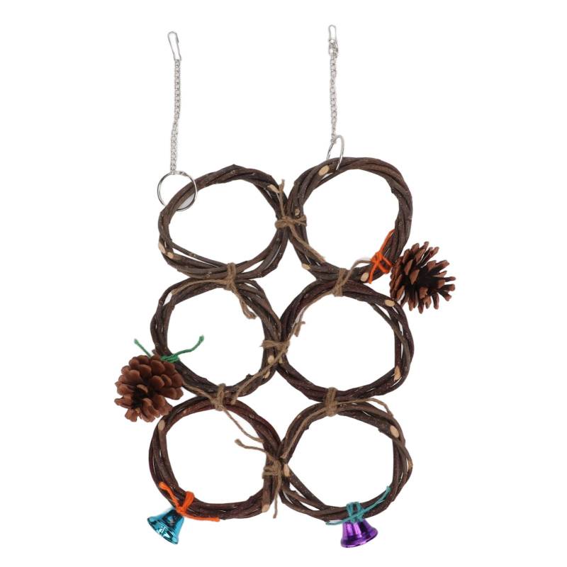Vogel Hängende Schaukeln Spielzeug Holz Papagei Schaukel Kreis Ring Spielzeug Kletternetz mit Glocken 6 Ringe von Joom DACH