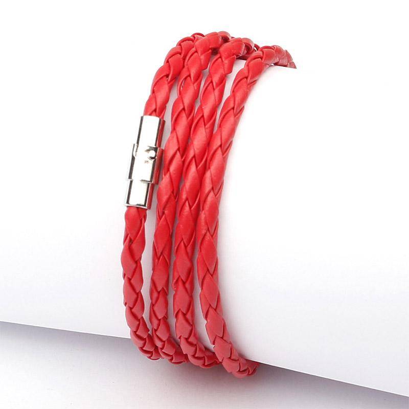 Vogue Frauen Handgefertigte Mode Leder Geflochtenes Wickelarmband Manschette Unisex Männer Armband rot Vogue Frauen Handgefertigte Mode Leder Geflochtenes Wickelarmband Manschette Unisex Männer Armband rot von Joom DACH