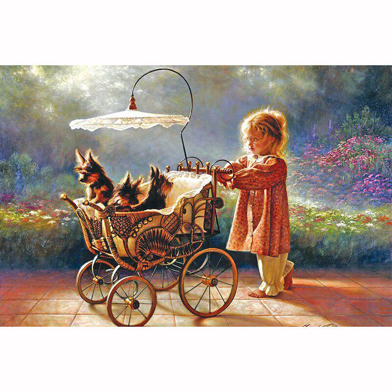 Volle Diamant-Stickerei Mosaik Baby Mädchen & Pte Hunde 5D Kreuzstich Diamant Malerei DIY Aufkleber Dekor Gemälde 20X30CM von Joom DACH