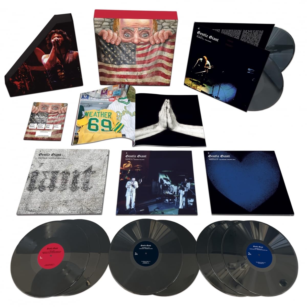 Vorderste Reihe Mitte: US-Daten 1976-1980 – 10-LP-Boxset und 60-seitiges Buch von Joom DACH