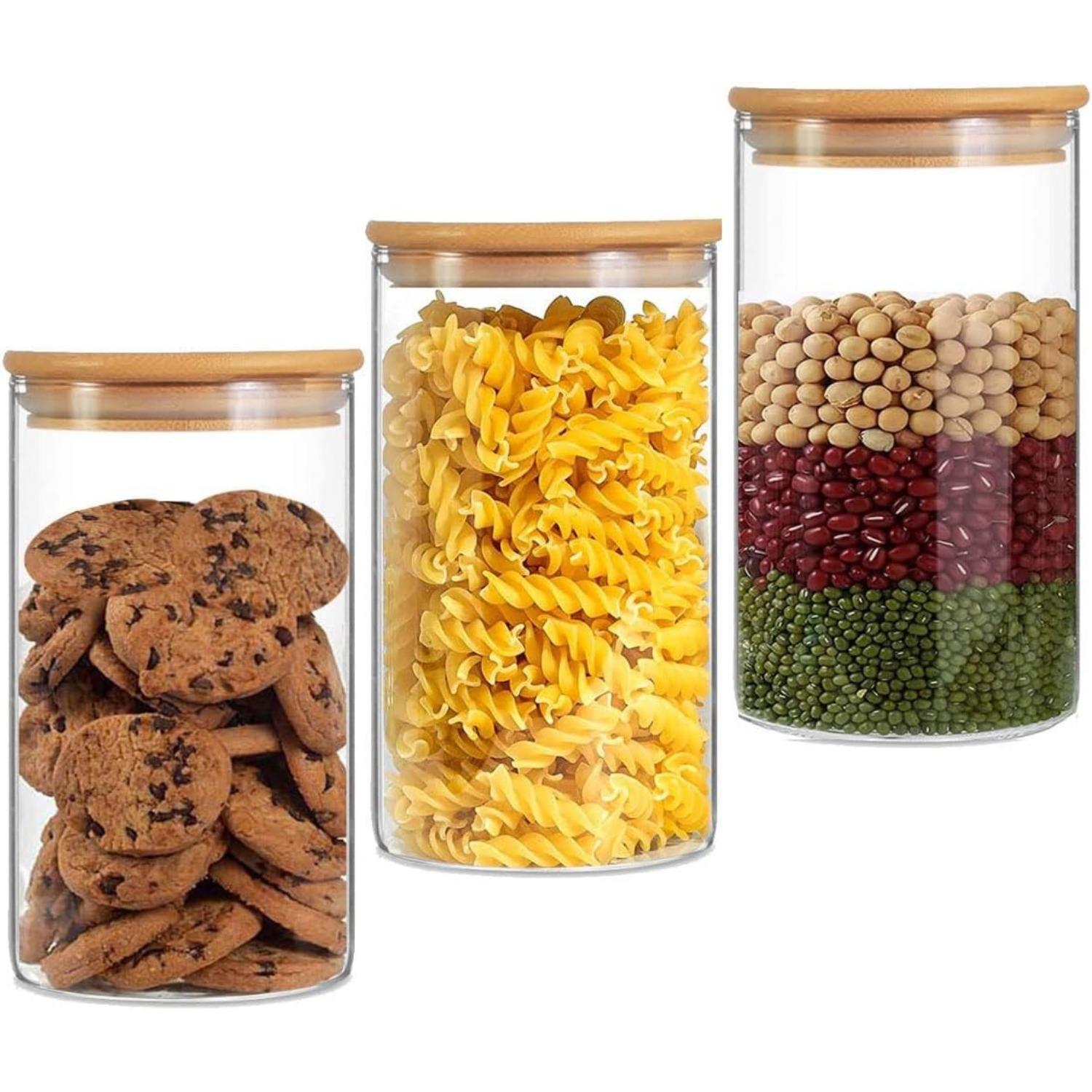 Vorratsgläser Glas Vorratsgläser Glasbehälter Aufbewahrung Nudelaufbewahrungsbox Küche Spaghetti Luftdichter Behälter mit Deckel Nudeln 3pcs-10x15cm von Joom DACH