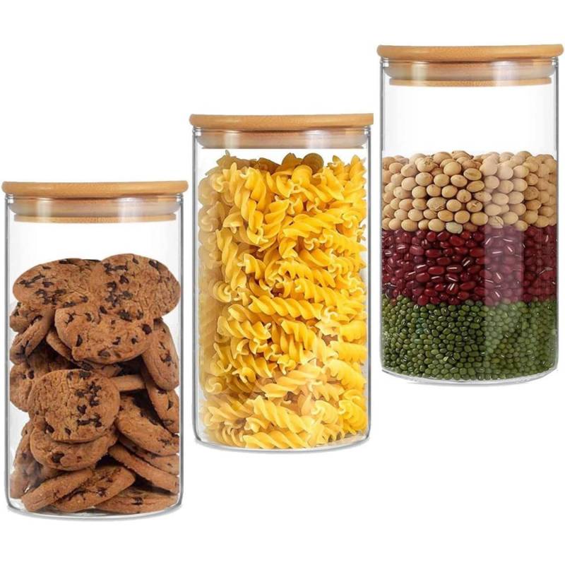 Vorratsgläser Glas Vorratsgläser Glasbehälter Aufbewahrung Nudelaufbewahrungsbox Küche Spaghetti Luftdichter Behälter mit Deckel Nudeln 3pcs-10x15cm von Joom DACH