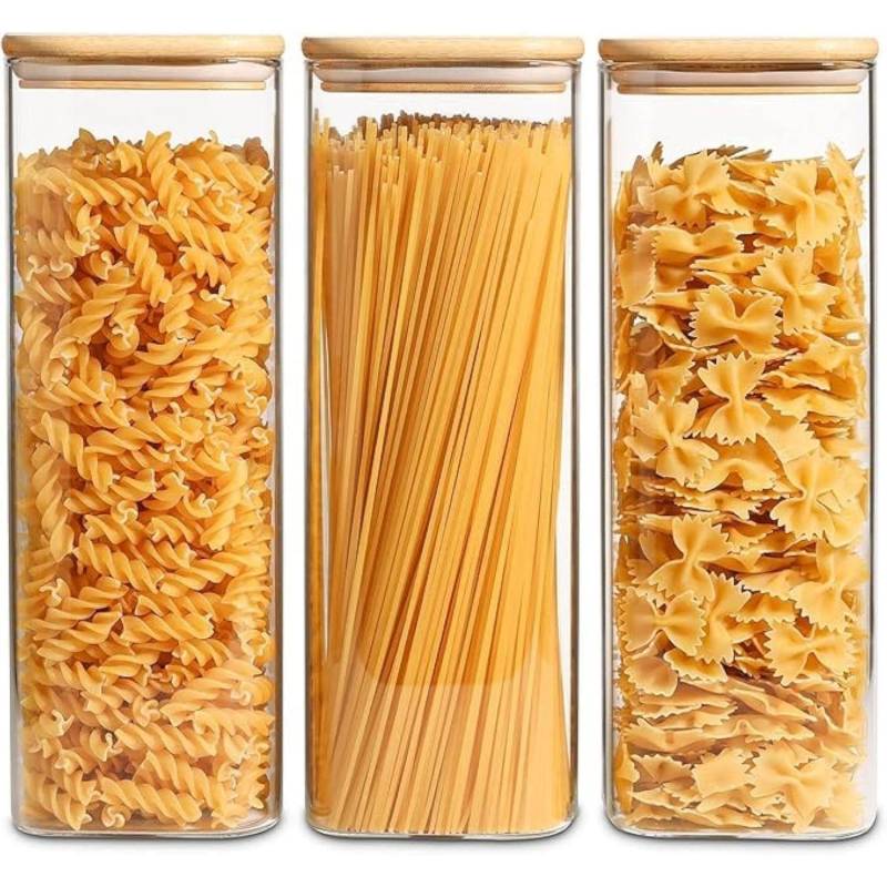 Vorratsgläser Glas Vorratsgläser Glasbehälter Aufbewahrung Nudelaufbewahrungsbox Küche Spaghetti Luftdichter Behälter mit Deckel Nudeln 3pcs-10x25cm von Joom DACH