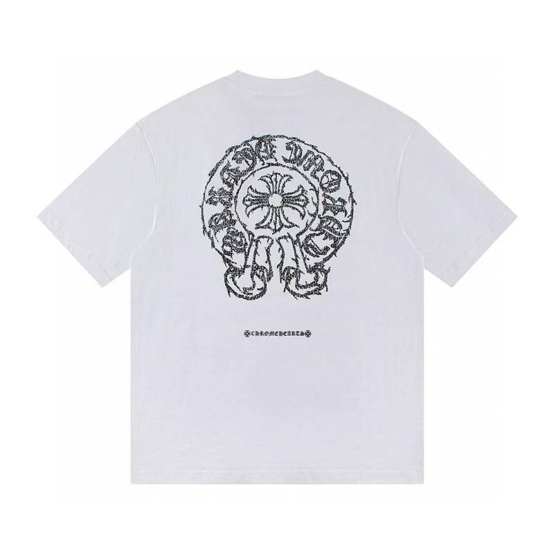 W344 CHROME HEARTS 2025 Sommer Neue Hochwertige Baumwolle Rundhals Lose Große Größe männer und frauen T-shirt Paar t-shirt M weiß von Joom DACH