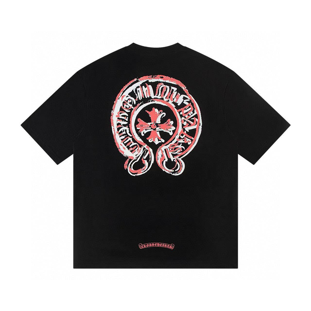 W359 CHROME HEARTS 2025 Sommer Neue Hochwertige Baumwolle Rundhals Lose Große Größe männer und frauen T-shirt Paar t-shirt M schwarz von Joom DACH