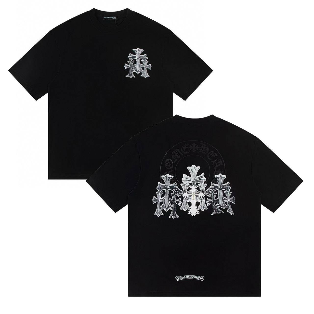 W365 CHROME HEARTS 2025 Sommer Neue Hochwertige Baumwolle Rundhals Lose Große Größe männer und frauen T-shirt Paar t-shirt XL schwarz von Joom DACH