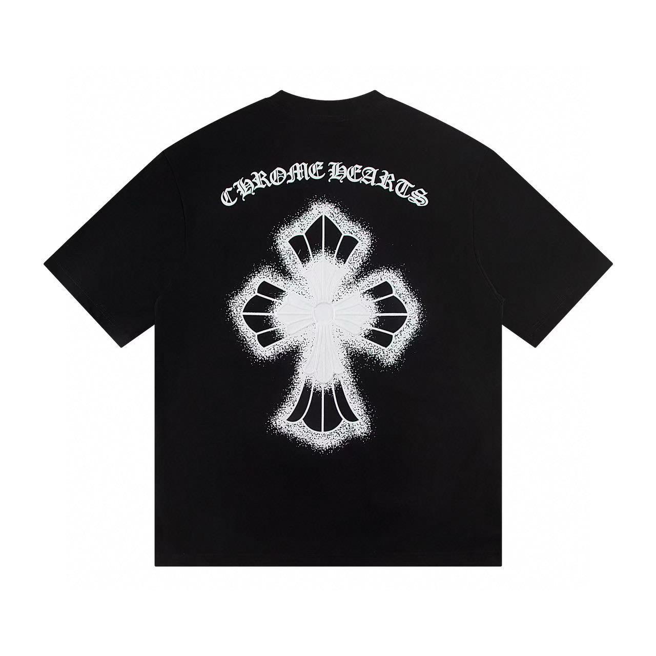 W371 CHROME HEARTS 2025 Sommer Neue Hochwertige Baumwolle Rundhals Lose Große Größe männer und frauen T-shirt Paar t-shirt S schwarz von Joom DACH