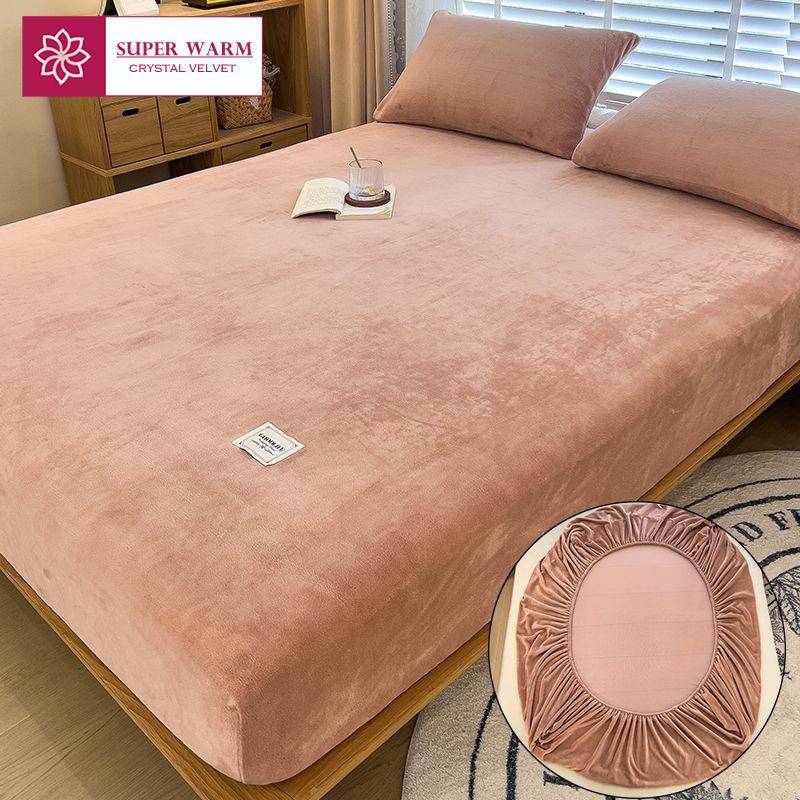 WASART Warmes Winter-Spannbettlaken aus Samtvlies, elastischer Matratzenbezug, Paarbettwäsche, Luxus-Doppelbett-Thermolaken, Kingsize Pillowcase No sheet von Joom DACH