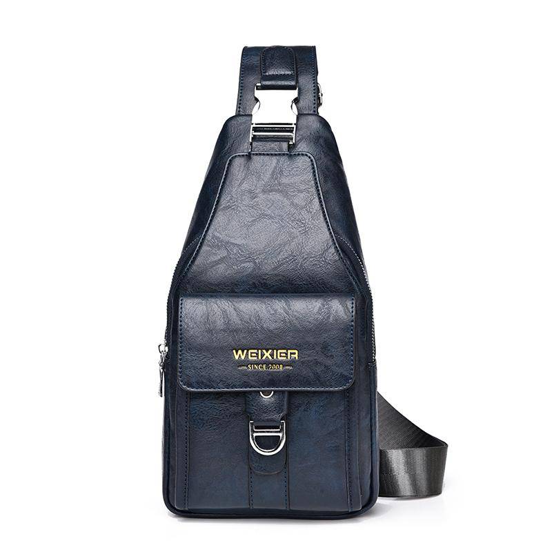 WEIXIER Herren Sling Bag Leder Crossbody Schultertasche Brust Sling Rucksack Tagesrucksack Reisetasche blau von Joom DACH
