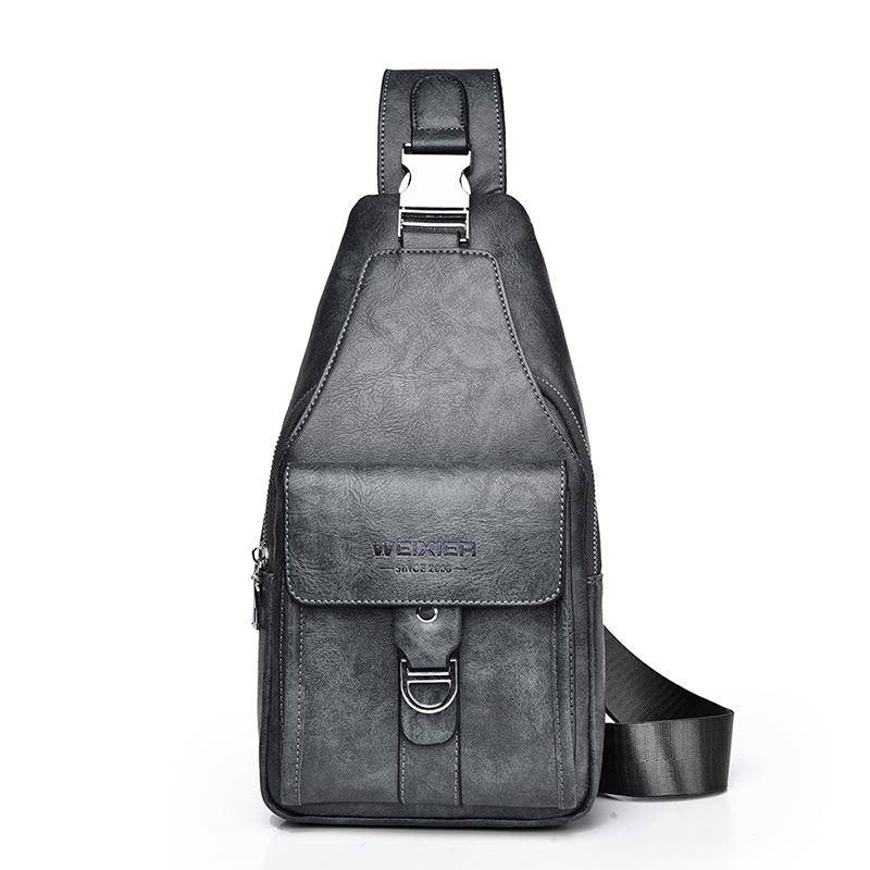 WEIXIER Herren Sling Bag Leder Crossbody Schultertasche Brust Sling Rucksack Tagesrucksack Reisetasche grau von Joom DACH