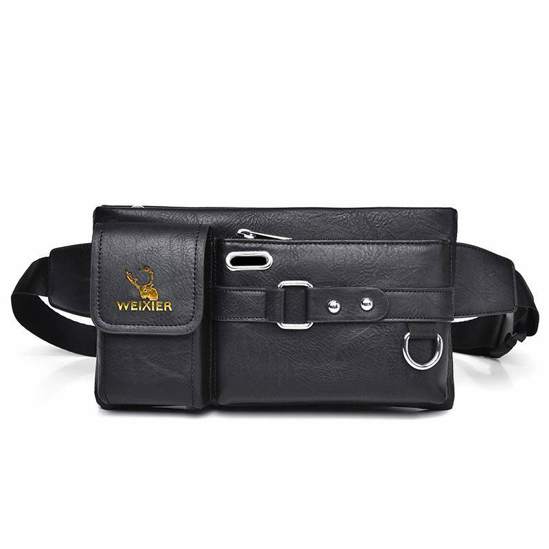 WEIXIER Herren Umhängetasche Diagonaltasche Outdoor Brusttasche Handy Taille Hüfttasche Multifunktionale Brusttasche PU Leder Hüfttasche schwarz von Joom DACH