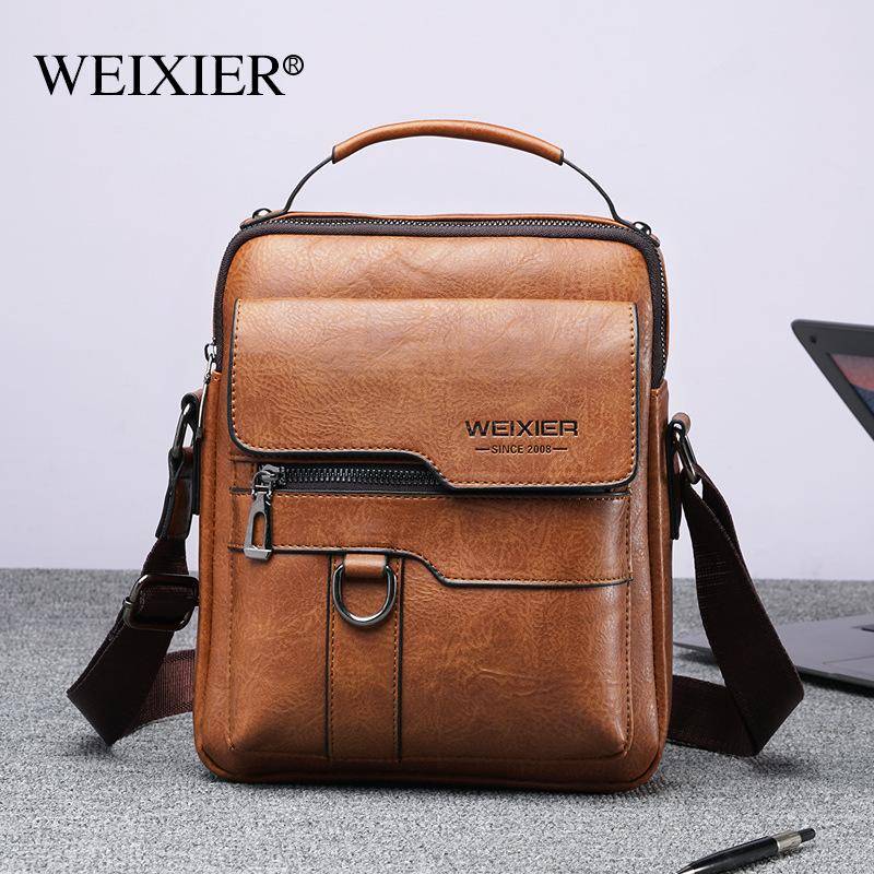 WEIXIER Männer Umhängetasche Schulter Taschen Multi-funktion Männer Handtaschen Große Kapazität Split Leder Tasche Für Mann Messenger Taschen Einkaufstasche braun von Joom DACH