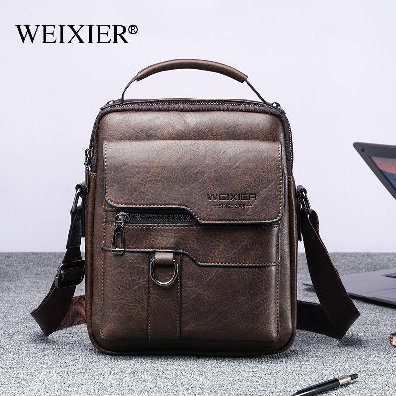 WEIXIER Männer Umhängetasche Schulter Taschen Multi-funktion Männer Handtaschen Große Kapazität Split Leder Tasche Für Mann Messenger Taschen Einkaufstasche dunkelbraune von Joom DACH