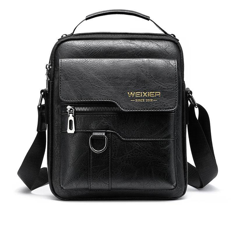 WEIXIER Männer Umhängetasche Schulter Taschen Multi-funktion Männer Handtaschen Große Kapazität Split Leder Tasche Für Mann Messenger Taschen Einkaufstasche schwarz von Joom DACH