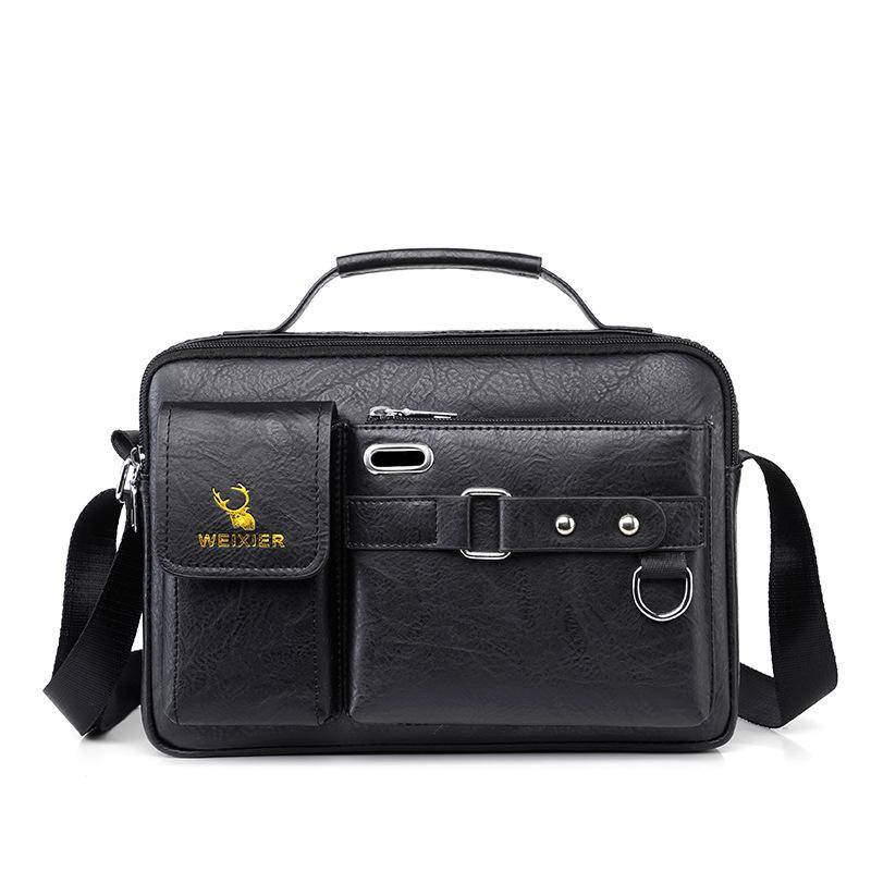 WEIXIER Marke männer Schulter Tasche Tragbare PU Leder Handtasche herren Business Schulter Messenger Tasche Aktentasche Umhängetaschen schwarz von Joom DACH