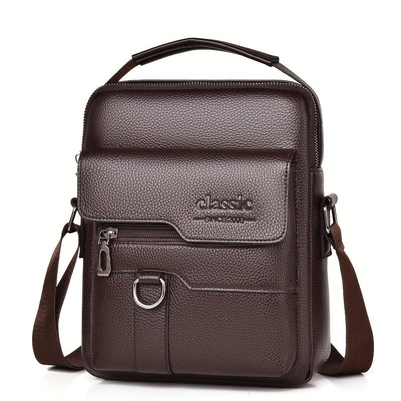 WEIXIER Modische Herren-Umhängetasche aus gekrispeltem Leder, große Kapazität, wasserdichte PU-Umhängetasche, lässige Vintage-Umhängetasche für Herren braun von Joom DACH