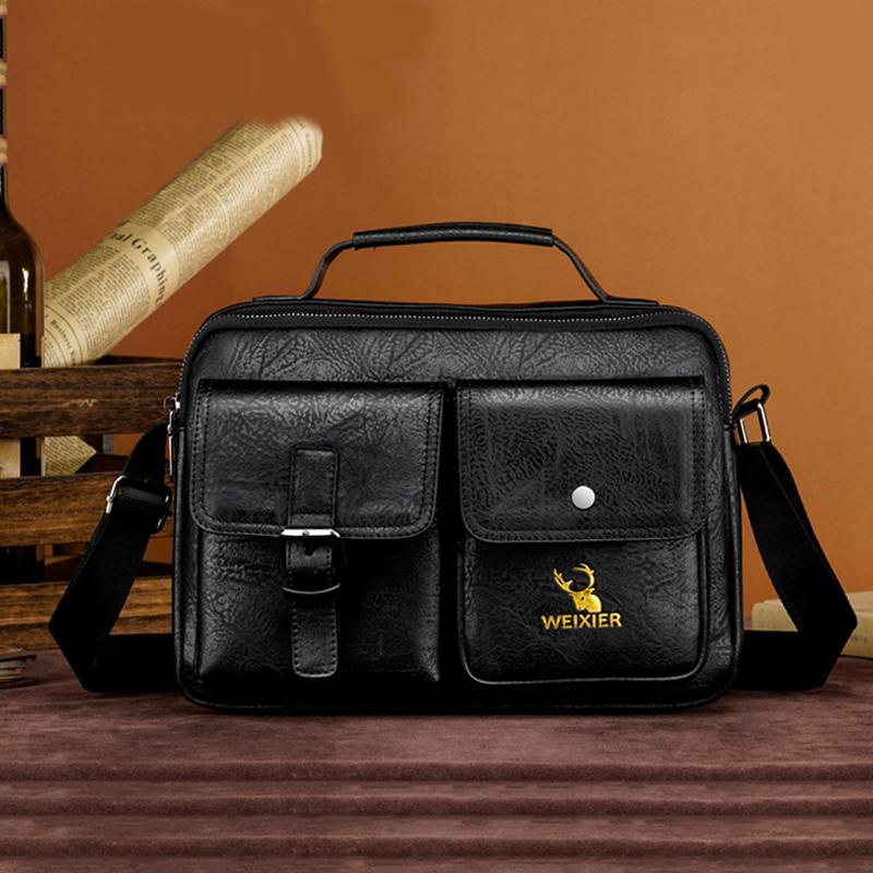 WEIXIER Umhängetasche Herren Pu-Leder Handtasche Männliche Reisetasche Umhängetasche für Herren Büro Aktentasche Totes One size schwarz von Joom DACH