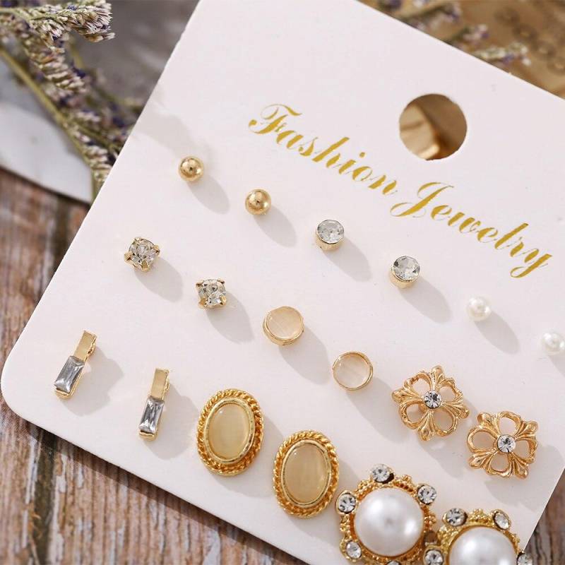 WENN MICH Trendy Geometrische Gold Silber Farbe Kubikzircon Ohrstecker Set Für Frauen Mode Ohrringe Geschenke Schmuck 50060 von Joom DACH
