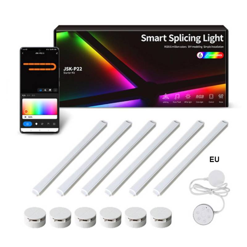 WIFI LED Smart Wandleuchte APP Steuerung Lichtleiste DIY Umgebungsnachtlicht mit Musiksynchronisierung für Schlafzimmer EU Plug weiß von Joom DACH