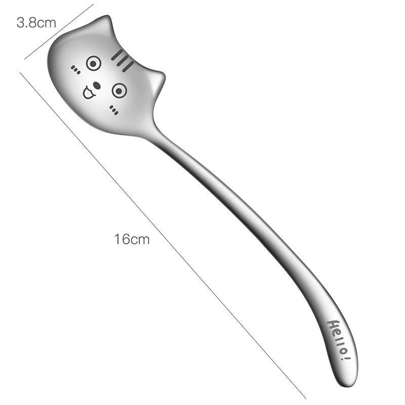 WIKHOSTAR Kaffeelöffel mit langem Schwanz und Katze, Teelöffel, Edelstahl 304, lustiger Kaffeelöffel, Geschirr, Teelöffel, Mini-Löffel, Küchenzubehör von Joom DACH