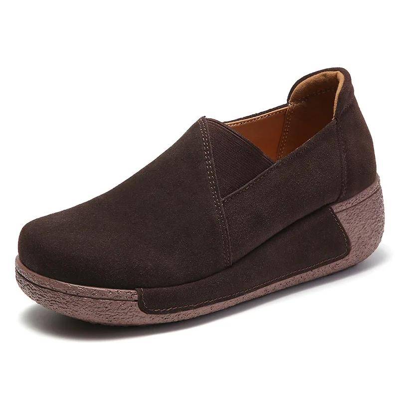 WOIZGIC Damen Mutter Weiblich Echtes Leder Schuhe Plateau Ballerinas Slipper Koreanisch Übergröße 41 42 Vulkanisierte Schuhe 38 kaffeebraun von Joom DACH