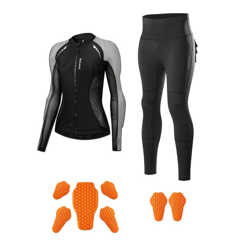 WOSAWE Damen Motocross High Stretch Atmungsaktiv CE-Zertifiziert Abnehmbarer Weicher Gamaschen Slimming Top Hohe Taille Reithose Motorradfahrer Soft-Armor-Set S graue von Joom DACH
