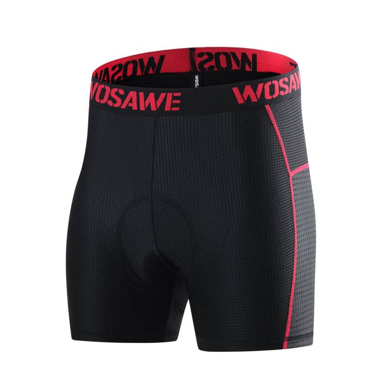WOSAWE Herren MTB Bike Ride Atmungsaktive Unterhose Gel Gepolsterte Radhose L rot von Joom DACH