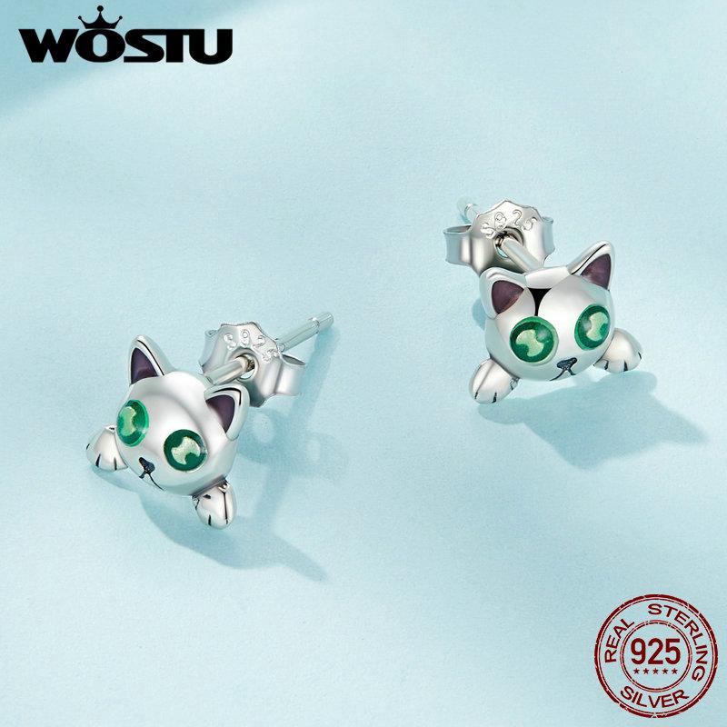 WOSTU 925 Sterling Silber Schöne Katze Leuchtende Ohrstecker Für Frauen Mädchen Niedliche Tier Ohrstecker Leuchten im Dunkeln Geburtstagsgeschenk 925 silver von Joom DACH