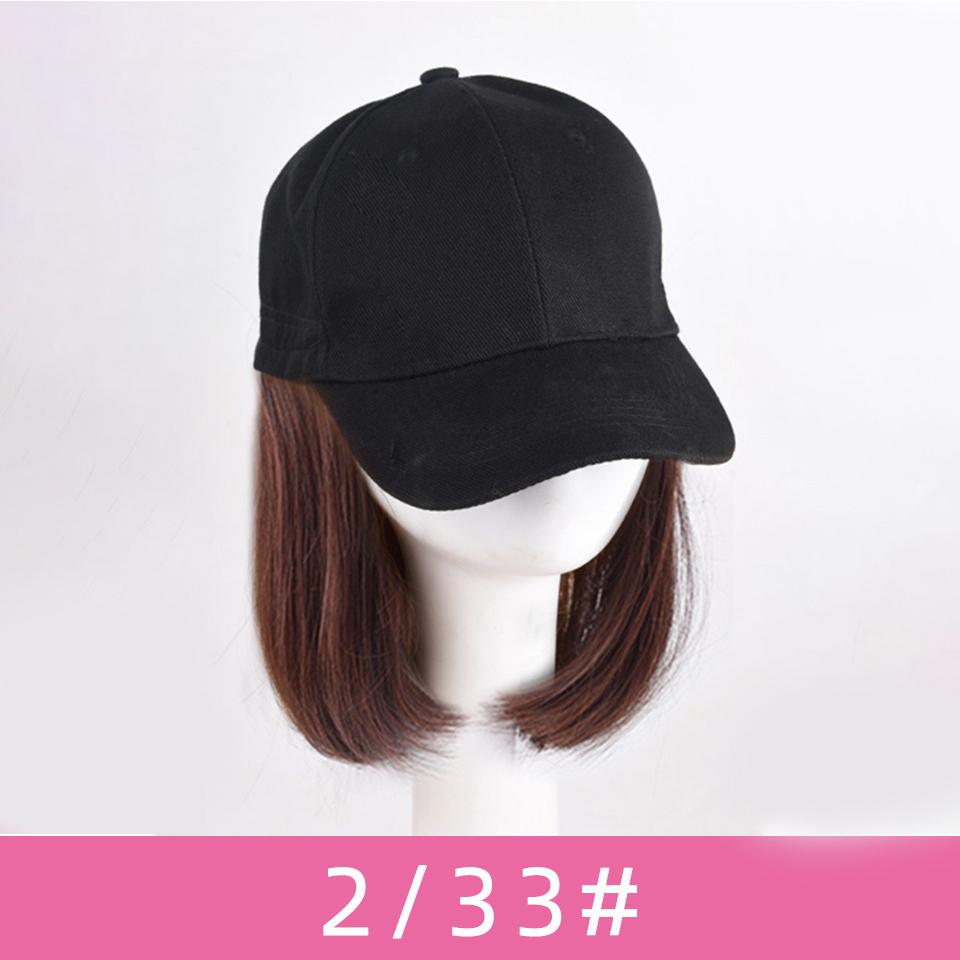 WTB Synthetische Perücke Hut Integrierte Kurzwelle Baseball Perücke Kappe Welle Kopf Frühling Und Sommer Leinwand Visier Kurze Glatte Haare von Joom DACH