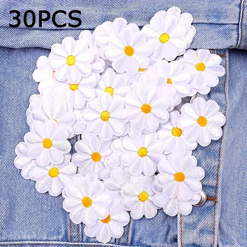WTEMPO 30 STÜCKE Kleine Gänseblümchen Stickerei Aufbügler für Kleider Reparaturflicken Langlebig Kreativ DIY Bastelzubehör Thermo-Kleber Einfach Aufzubringen 30pcs weiß von Joom DACH