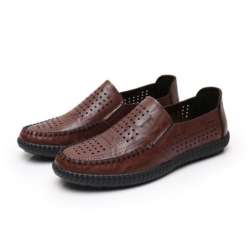 WTEMPO Atmungsaktive Ausgeschnittene Einzelne Schuhe Rutschfest Herren Casual Professionell und Formell Weiche Sohle Flacher Absatz Weiche Lederschuhe Dropshipping Großhandel 39 braun von Joom DACH