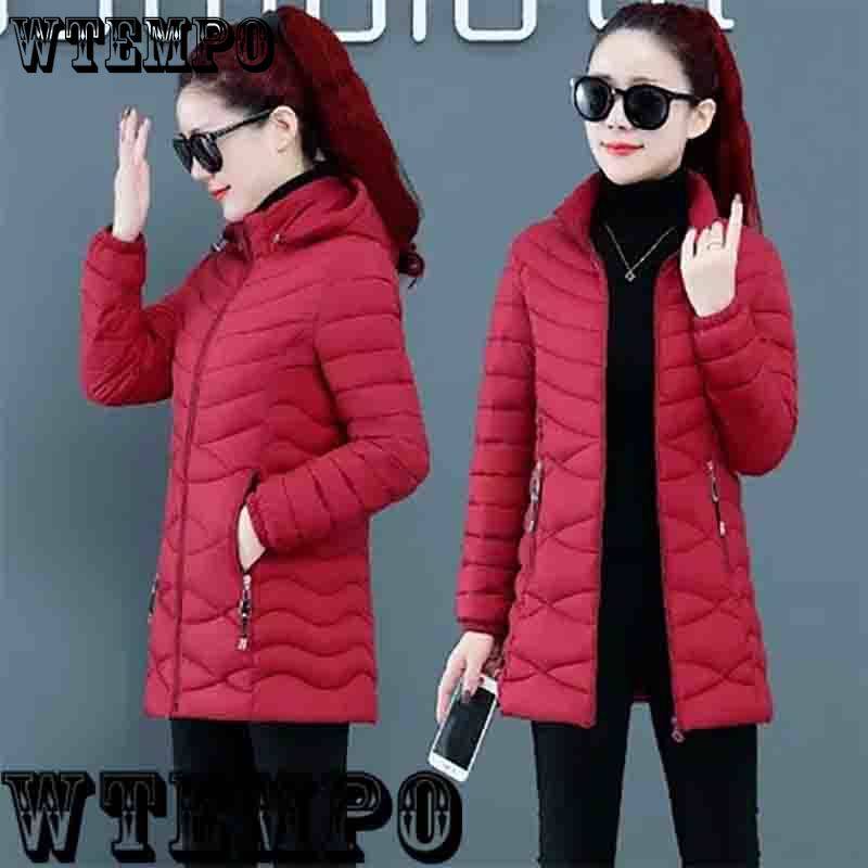 WTEMPO Damen Baumwolle gepolsterte Kleidung Mittellange verdickte Mäntel Plus Size Winterjacke Mutter Winterkleidung Gepolsterte Jacken Parka Warm XXXXL rot von Joom DACH