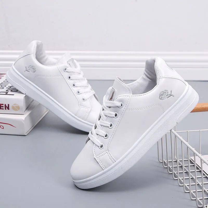 WTEMPO Damen Einzelne Schuhe Obermaterial Leder Frühling und Herbst Flacher Absatz Dicke Sohle Schnürschuhe Blume Sneaker Vielseitig Bequem Atmungsaktiv Board Schuhe 35 silber von Joom DACH