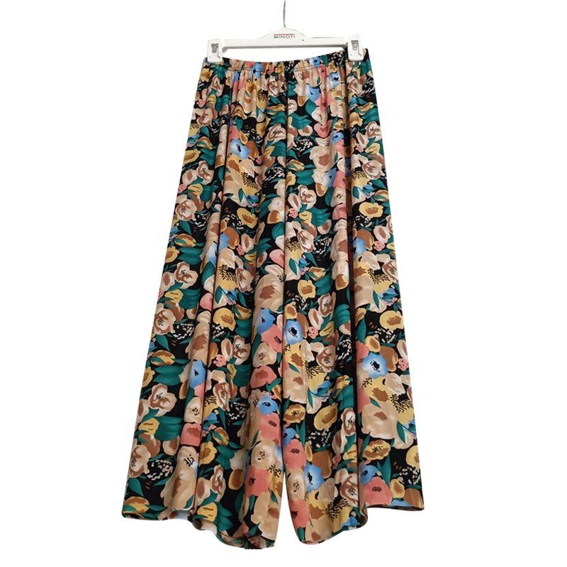 WTEMPO Damen Frühling Sommer Herbst Große Größe Elastische Hohe Taille Weites Bein Culottes Locker Lässig Blumendruck Dünne Kurze Hose One Size von Joom DACH