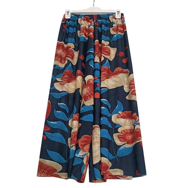 WTEMPO Damen Frühling Sommer Herbst Große Größe Elastische Hohe Taille Weites Bein Culottes Locker Lässig Blumendruck Dünne Kurze Hose One Size von Joom DACH