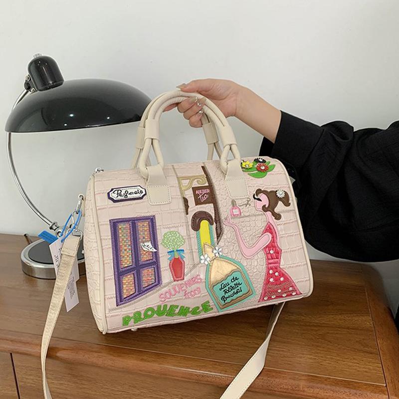 WTEMPO Damen Große Handtasche Umhängetasche Stickerei Set Dekoration Nähtasche 32*17*24cm khaki von Joom DACH