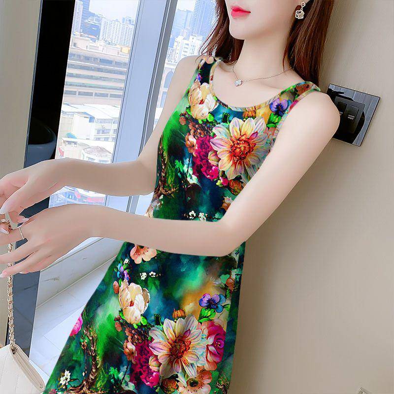 WTEMPO Damen Sommer Neckholderkleid Temperament Taillenumspielendes dünnes langes Kleid Mode Abnehmen Blumenkleid 3XL grün von Joom DACH
