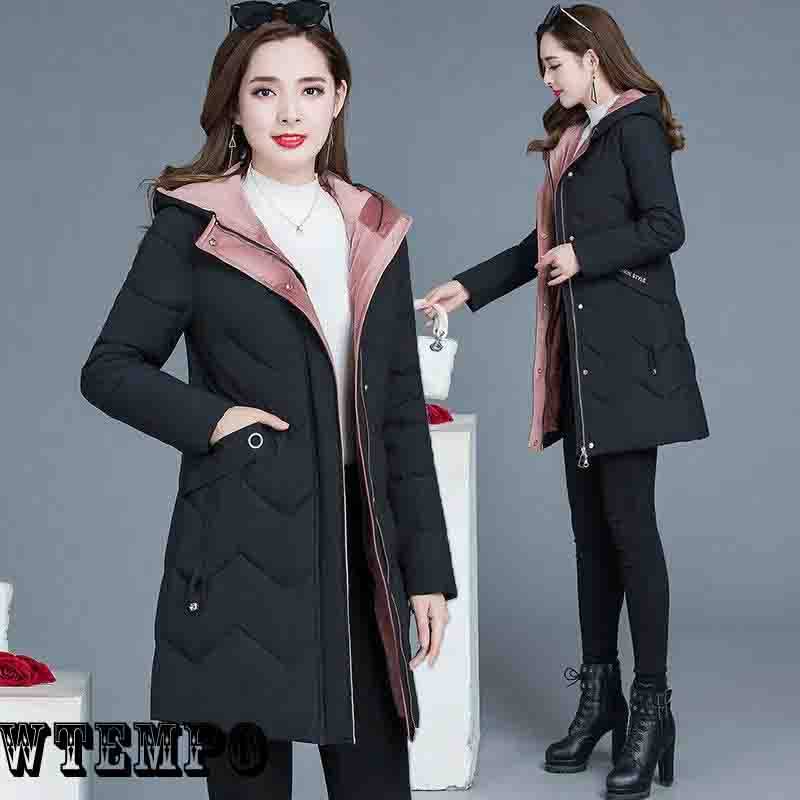 WTEMPO Damen Stickerei Baumwolle gepolsterte Kleidung Mittellange dicke Mäntel Plus Größe Winterjacke Mutter Winterkleidung gepolsterte Jacken Parka warm XL von Joom DACH