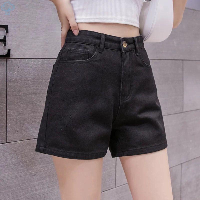 WTEMPO Denim-Shorts für Damen, Sommer, hohe Taille, lockere Shorts, schlanke, atmungsaktive Hose mit weitem Bein 2XL schwarz von Joom DACH