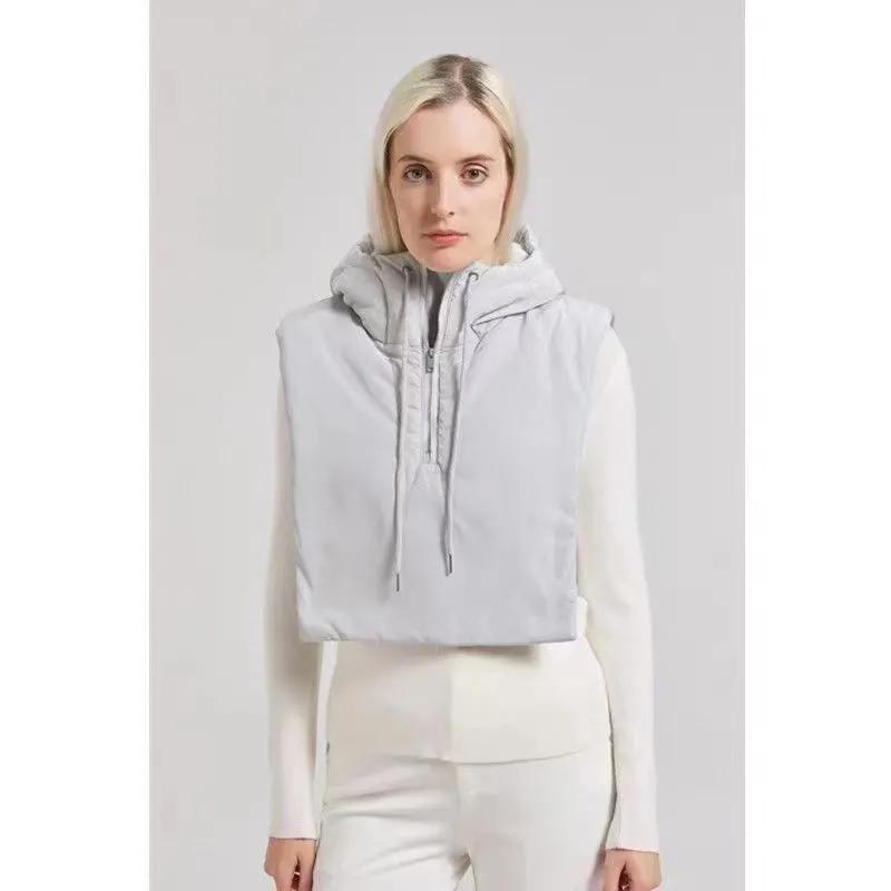 WTEMPO Einfarbiger Schal Integrierte Mützen Damen Winter Warm Kältefest Daunen Baumwollmützen Schal Capes Kältefest Reißverschlussmützen One Size licht grau von Joom DACH