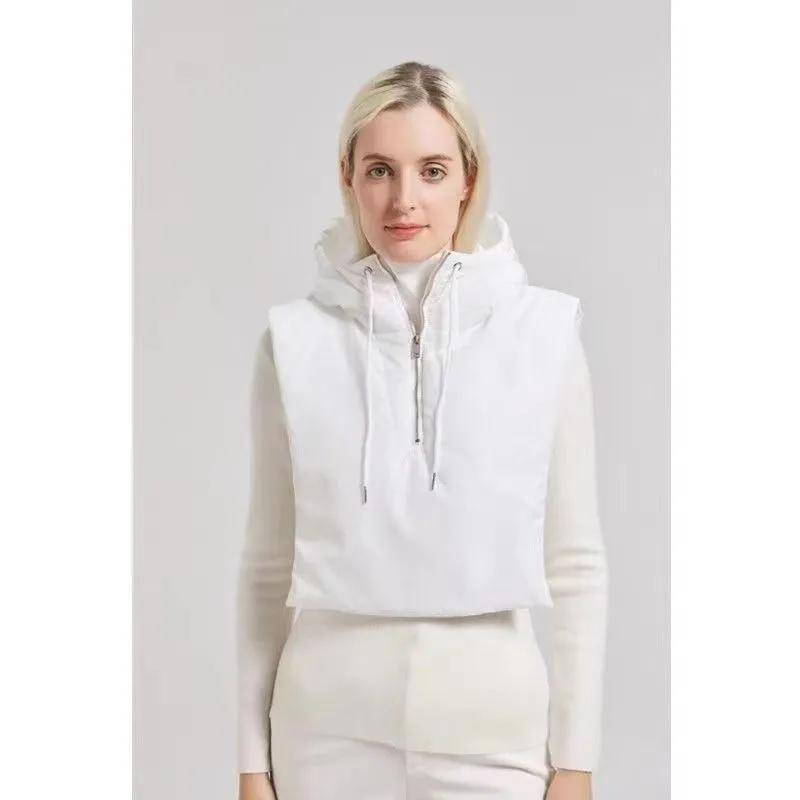 WTEMPO Einfarbiger Schal Integrierte Mützen Damen Winter Warm Kältefest Daunen Baumwollmützen Schal Capes Kältefest Reißverschlussmützen One Size weiß von Joom DACH