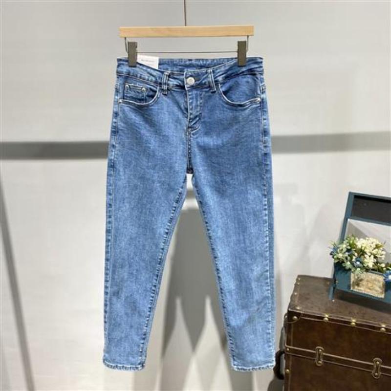 WTEMPO Sommer Herren Gerade Lockere Jeans Einfarbig Dünne Sektion Stretch Slim Jeans Schlicht Lässig Atmungsaktiv Dreiviertelhose 34 hellblaue von Joom DACH