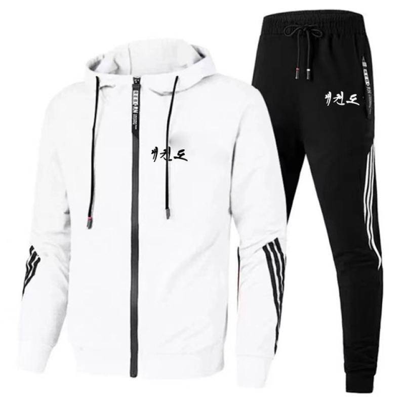 WTF World Taekwondo Federation Print Lässiger Sportswear-Anzug Herren-Hoodie und Hose Zweiteiliger Reißverschluss-Sweatshirt-Jogginganzug L von Joom DACH